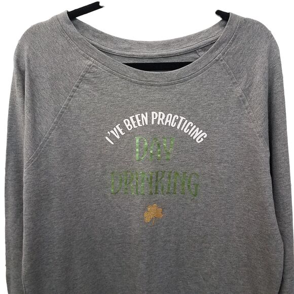 St. Patricks Day Womens Sz M Gray Solid Long Sleeve Sweatshirt - Picture 2 of 8